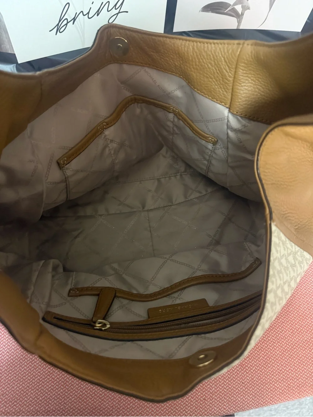 Michael Kors Tan and Brown Shoulder Bag